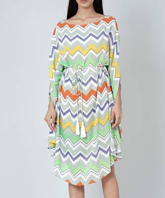 Orange And Yellow Chevron Midi Dress 5