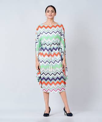 Blue And Orange Chevron Long Dress 1