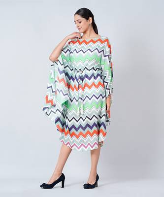 Blue And Orange Chevron Long Dress 2