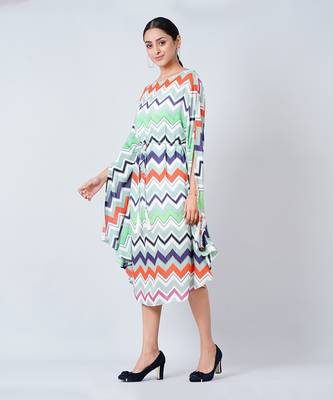Blue And Orange Chevron Long Dress 3