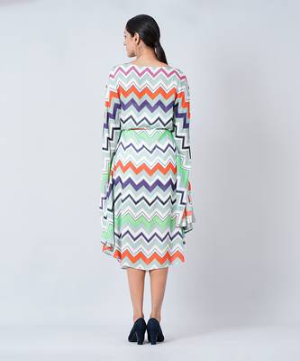 Blue And Orange Chevron Long Dress 4