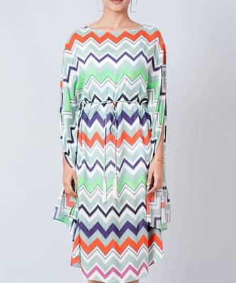 Blue And Orange Chevron Long Dress 5