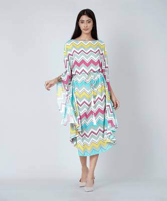 Blue And Pink Chevron Long Dress 2