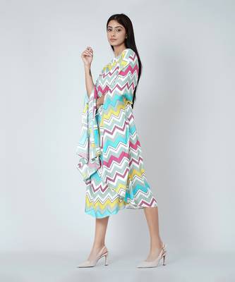 Blue And Pink Chevron Long Dress 3