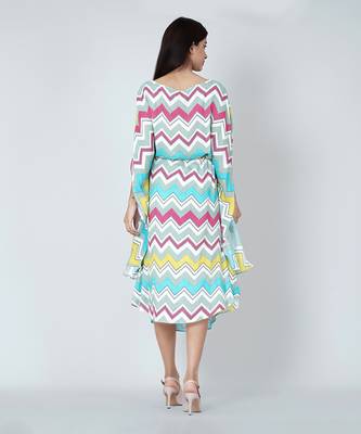 Blue And Pink Chevron Long Dress 4