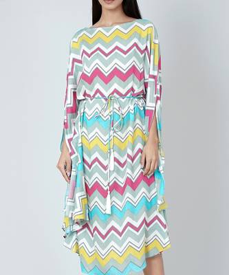 Blue And Pink Chevron Long Dress 5