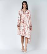 Pink One Sleeve Floral Print Dress