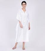 White Eyelet Full Length Kaftan