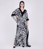 Black And White Baroque Full Length Kaftan