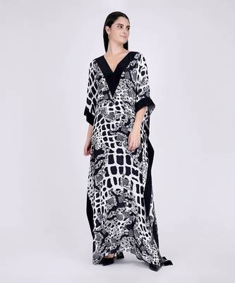 Black And White Baroque Full Length Kaftan 3