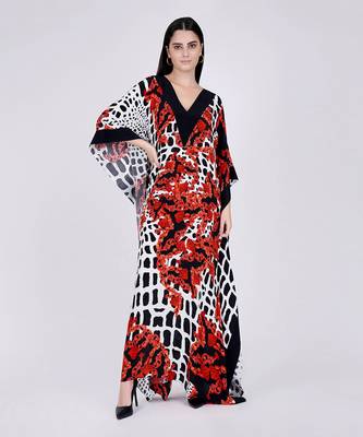 Red Baroque Full Length Kaftan 1