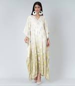 Off White And Green Ombre Full Length Kaftan