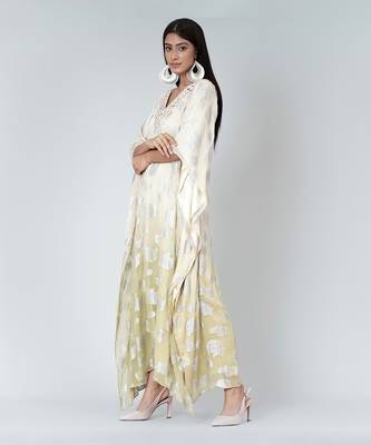 Off White And Green Ombre Full Length Kaftan 3
