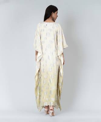 Off White And Green Ombre Full Length Kaftan 4
