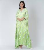 Parrot Green Ombre Full Length Kaftan