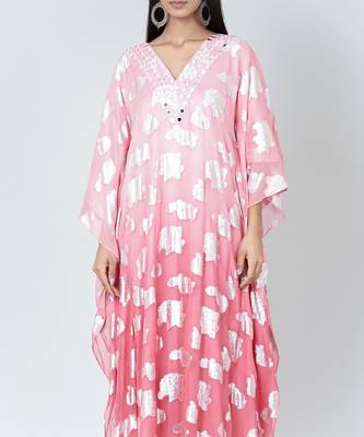 Rose Pink Ombre Full Length Kaftan 4