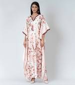 Pink Floral Print Full Length Kaftan