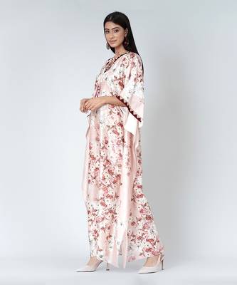 Pink Floral Print Full Length Kaftan 3
