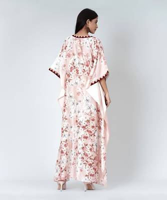 Pink Floral Print Full Length Kaftan 4
