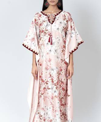 Pink Floral Print Full Length Kaftan 5