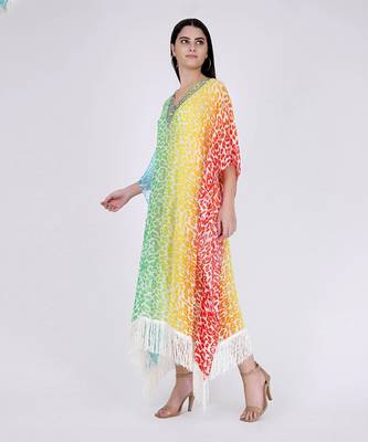 Multicoloured Animal Print Mid Length Kaftan 3