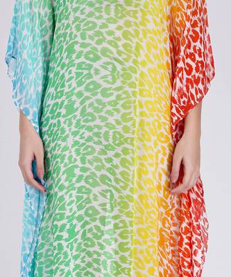 Multicoloured Animal Print Mid Length Kaftan 5