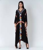 Black Geometric Mid Length Kaftan
