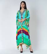 Blue And Green Geometric Mid Length Kaftan