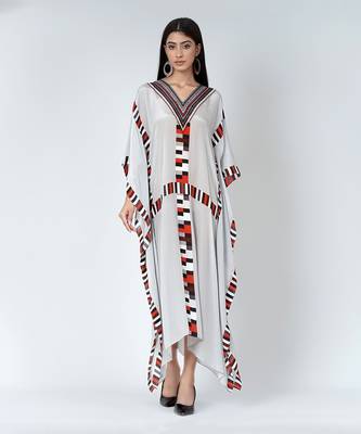 Grey Geometric Mid Length Kaftan 1