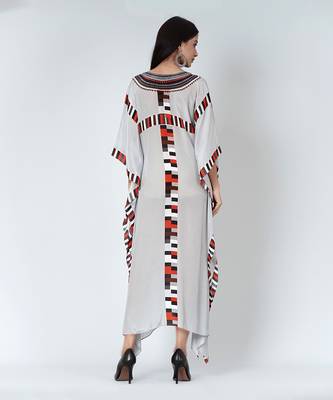 Grey Geometric Mid Length Kaftan 4