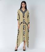 Olive Green Geometric Mid Length Kaftan