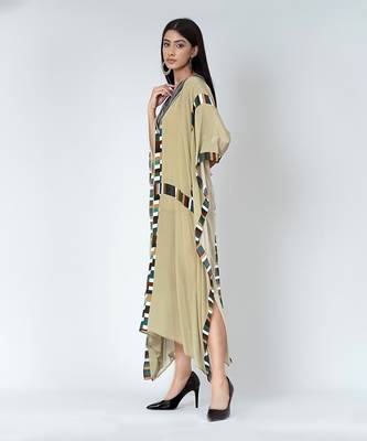 Olive Green Geometric Mid Length Kaftan 3
