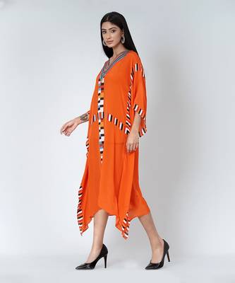 Orange Geometric Mid Length Kaftan 3
