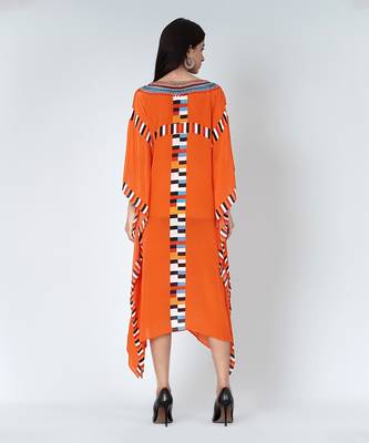 Orange Geometric Mid Length Kaftan 4
