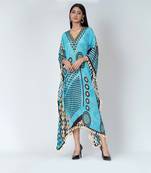 Blue Aztec Mid Length Kaftan