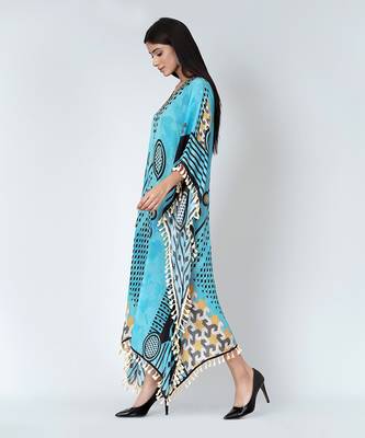 Blue Aztec Mid Length Kaftan 3