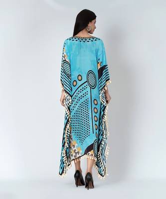 Blue Aztec Mid Length Kaftan 4