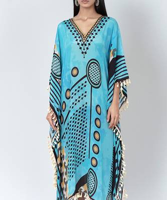 Blue Aztec Mid Length Kaftan 5