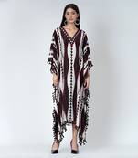 Black And Maroon Geometric Swirl Mid Length Kaftan