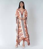Orange Stripe Mid Length Kaftan