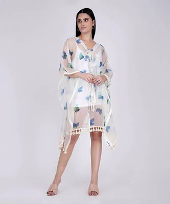 Aqua Butterfly Mid Length Kaftan 1