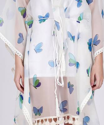 Aqua Butterfly Mid Length Kaftan 4