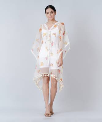 Mustard And Brown Butterfly Mid Length Kaftan 1