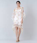 Mustard And Brown Butterfly Mid Length Kaftan