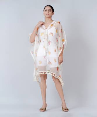Mustard And Brown Butterfly Mid Length Kaftan 2
