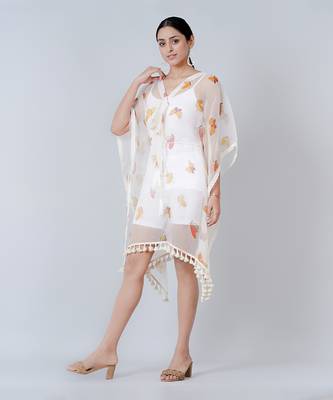 Mustard And Brown Butterfly Mid Length Kaftan 4