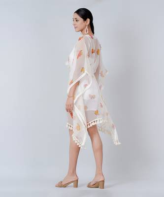 Mustard And Brown Butterfly Mid Length Kaftan 5