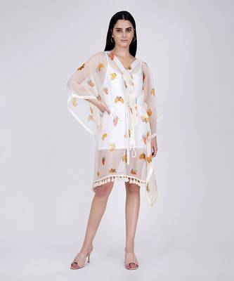 Yellow And Green Butterfly Mid Length Kaftan 1