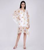 Yellow And Green Butterfly Mid Length Kaftan