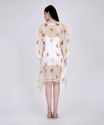 Yellow And Green Butterfly Mid Length Kaftan 3
